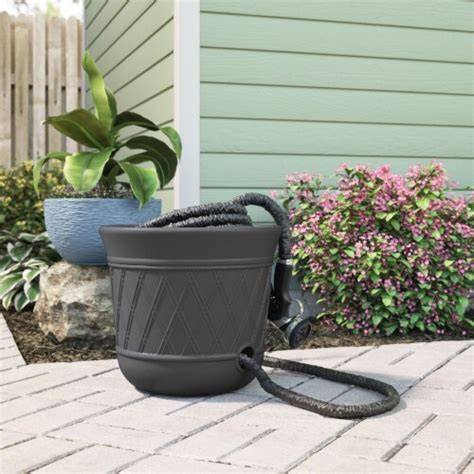 Suncast 14 X 12 Decorative Hideaway Garden Hose Storage Pot Gray 12