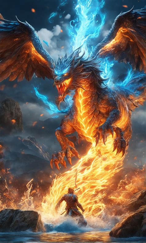 Giant Giant Fire Dragon Vs Ice Dragon