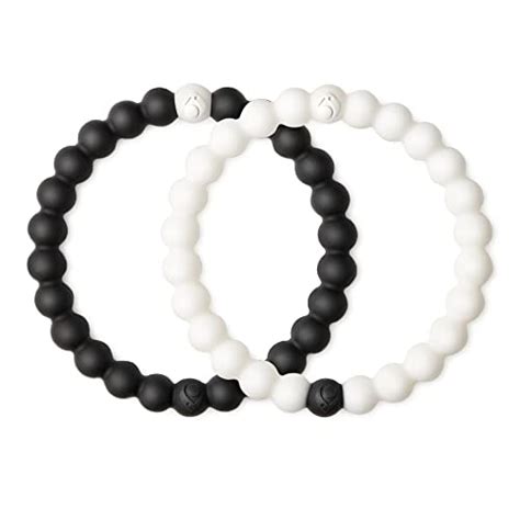 Lokai Silicone Beaded Bracelet Pair For Women Men Black White