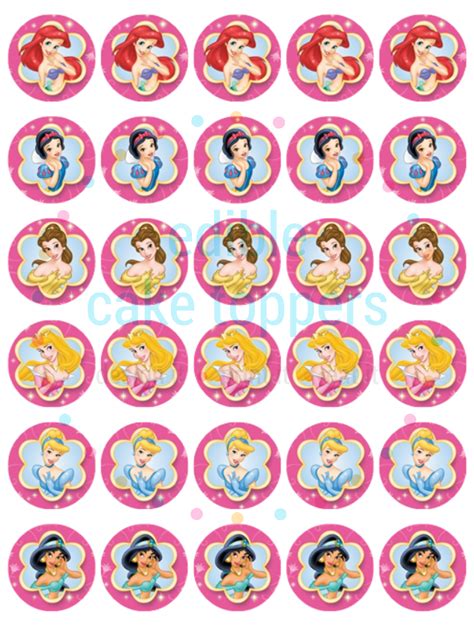 Disney Princesses Cupcake Toppers Edible Cake Toppers