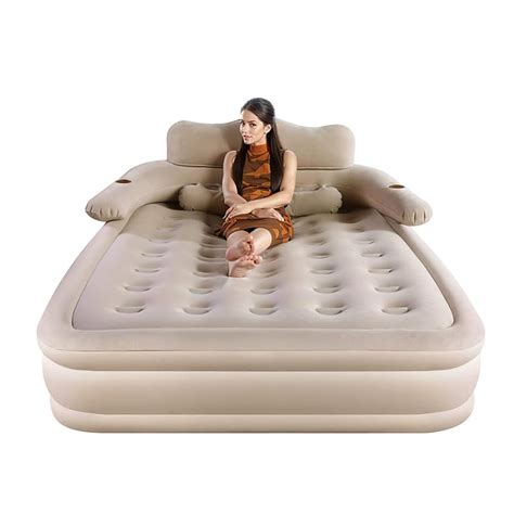 EKEPE 18 inches Queen Air Mattress with Built-in wireless pump and removable Headboard