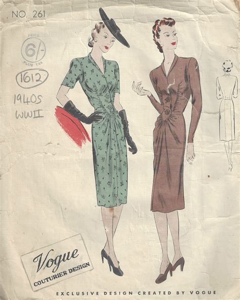 S Ww Vintage Vogue Sewing Pattern B Dress The Vintage