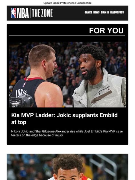 Nba Kia Mvp Ladder Jokic Supplants Embiid At Top Instant