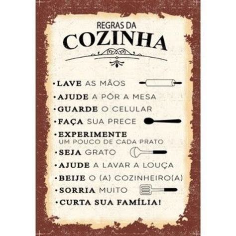 Plaquinha Regras Da Cozinha Decorativa 21x30 Shopee Brasil