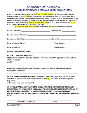 Fillable Online Dnrc Mt APPLICATION FOR A VARIANCE FLOOD PLAIN HAZARD