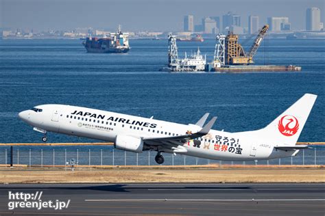 羽田で飛行機～海バックに目の前でエアボーン Mgt Greenjet 飛行機撮影記