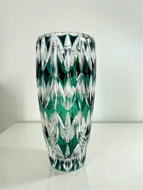 Superbe Grand Vase En Cristal Taill Et Doubl Sign Val St Lambert H