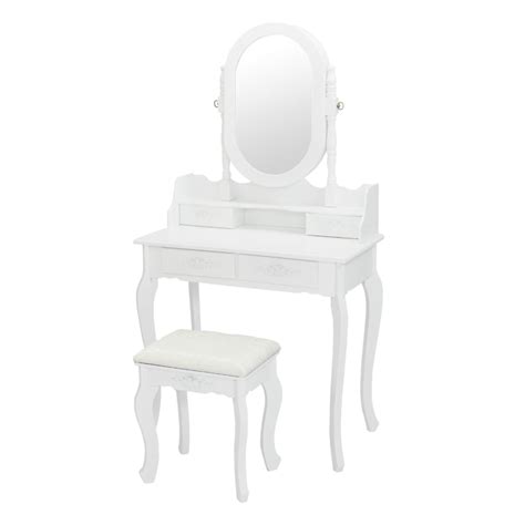 Winado Vanity Table with Jewelry Cabinet White Vanity Set for Girls 4 Drawers Makeup Dressing ...