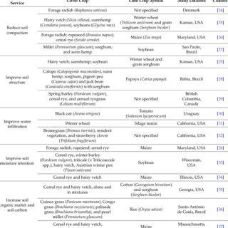 Examples of agroecosystem services provided by cover crops, as ...