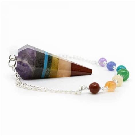 Seven Chakra Bonded Points Pendulum For Reiki Healing With Silver Chain