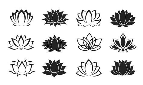 Premium Vector | Lotus flower icons buddhism and yoga symbols