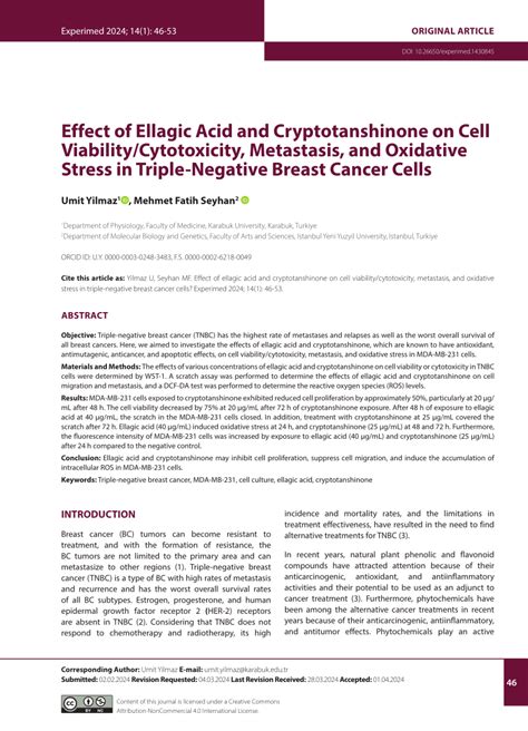 Pdf Effect Of Ellagic Acid And Cryptotanshinone On Cell Viability