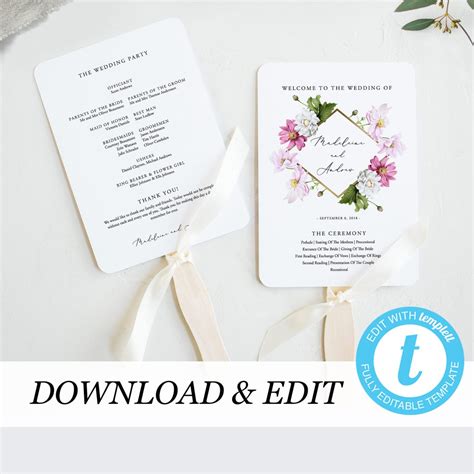 Floral Wedding Ceremony Program Template Elegant Modern Wedding Program ...