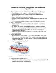 Bio Final Review Chapter 29 Chapter 29 Physiology Homeostasis And