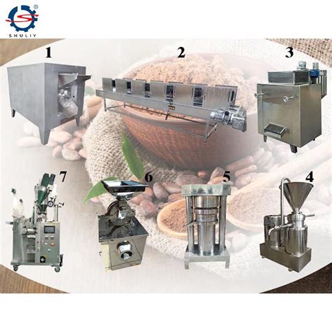 Cocoa Powder Processing Machine Cacao Bean Roasting Peeling Machinery