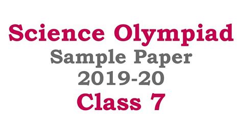 Nso Science Olympiad Class 7 Sample Paper 2019 20 Youtube