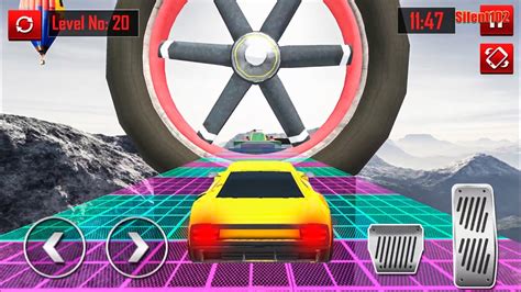 Mega Ramp Car Driving Games Yellow Sport Car Stunts Racing Impossible