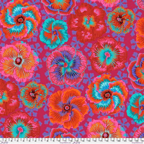 Floating Hibiscus In Red August 2023 Collection By Philip Jacobs Of The Kaffe Fassett