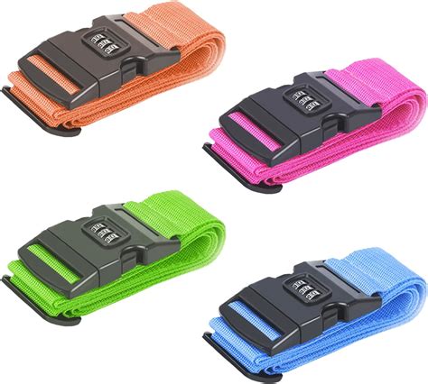 4pcs Luggage Straps With Coded Lock Adjustable Travel Packing