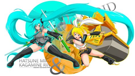 Hatsune Miku And Kagamine Rin Vocaloid Drawn By Redlark Danbooru