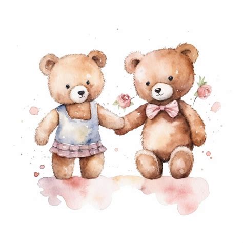 Two Teddy Bears Holding Hands