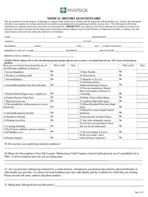 Fillable Online Medical History Questionnaire Fax Email Print Pdffiller