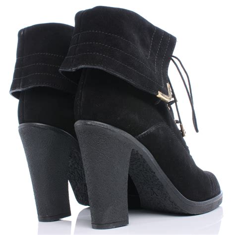 Louis Vuitton Suede Lace Up Ankle Boots 39 5 Black 39250