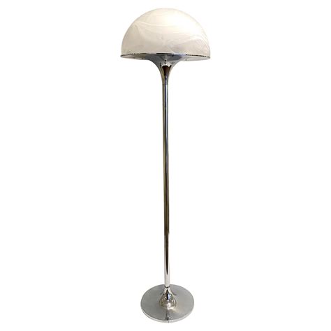 Mazzega 1960s Nickel White And Amber Murano Art Glass Flower Desk Table Lamp For Sale At 1stdibs