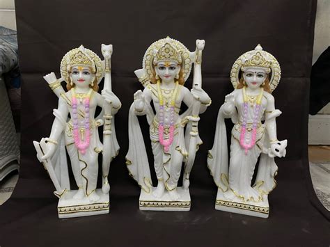 White Painted Marble Ram Darbar Statue For Worship Size 3 Ft At Rs