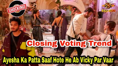 Exclusive Closing Voting Trend Ayesha Khan क बद Double Eviction Vicky