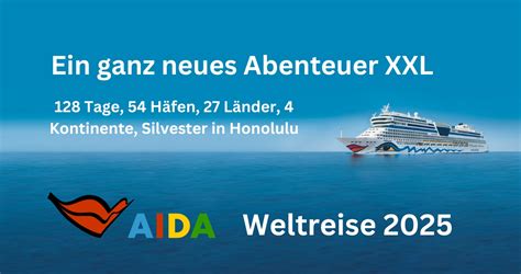 Kreuzfahrtschnäppchen einfach günstiger online buchen AIDA Weltreise 2025