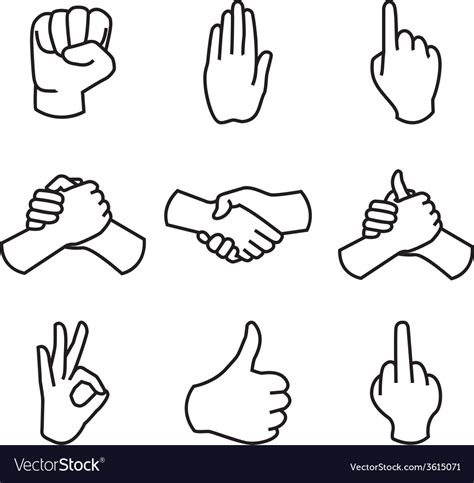 Human Hand Collection Different Hands Gestures Vector Image