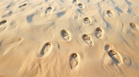 Fondo Con Textura Arenosa Huellas De Pies Humanos En La Arena Playa