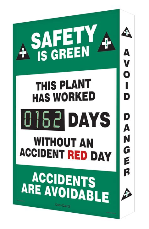 Safety Is Green Worked Days Without Red Day Digi Day® 2 Scoreboards