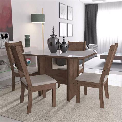 Conjunto De Mesa De Janta 4 Cadeira New Charm Indekes Casas Bahia