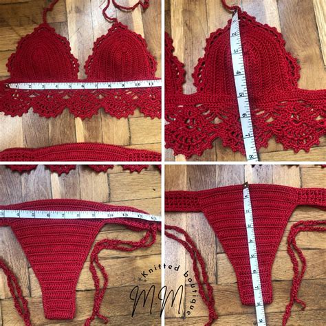 Crochet Bikini Set Sexy Set Knitted Swimsuit Brazilian Bottom Handmade Boho Style Halter Bikini