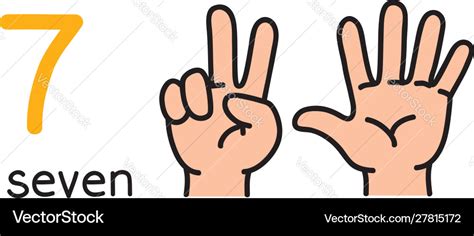 7 Kids Hand Showing Number Seven Hand Sign Vector Image