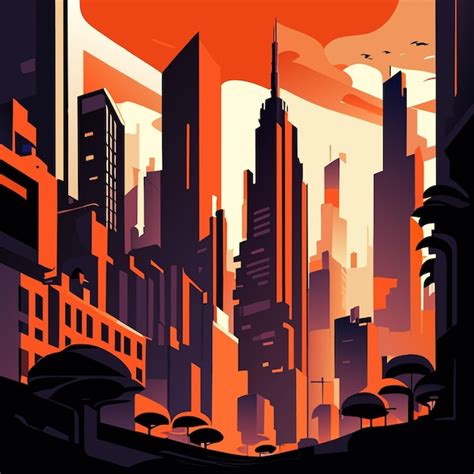 Premium Vector | Futuristic city view vector art