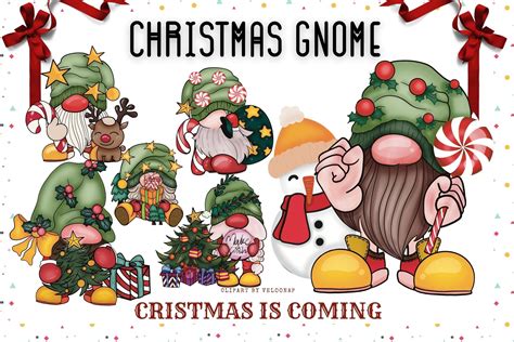 Christmas GNOME Clipart Graphic by VeloonaP · Creative Fabrica