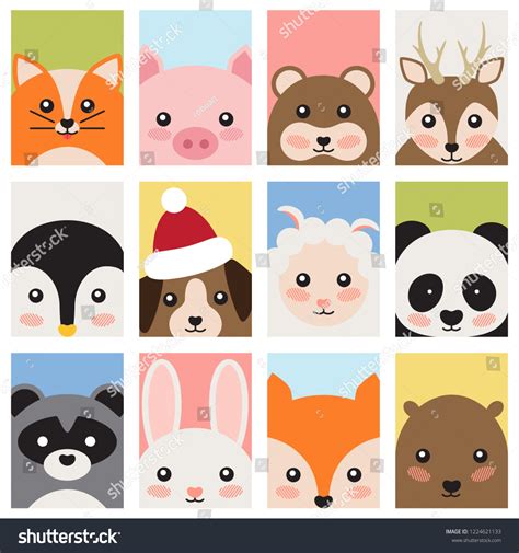 Adorable Cute Baby Animals Forest Wild Stock Illustration 1224621133