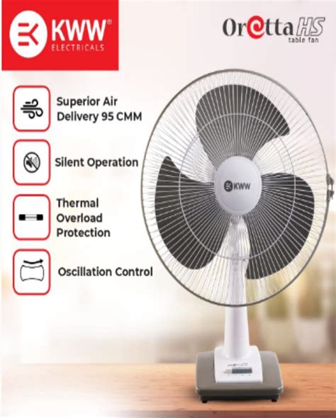 Buy Kww Oretta Hs Mm Blades White And Grey Table Fan Online At