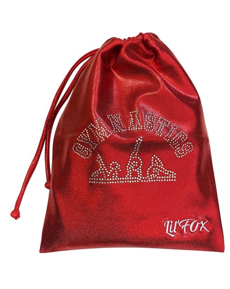 Red Shiny Foil Grip Bag Gymnastics Rhinestones