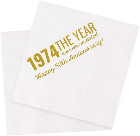 Vowfoo 50th Anniversary Cocktail Napkins 100 Pack Gold