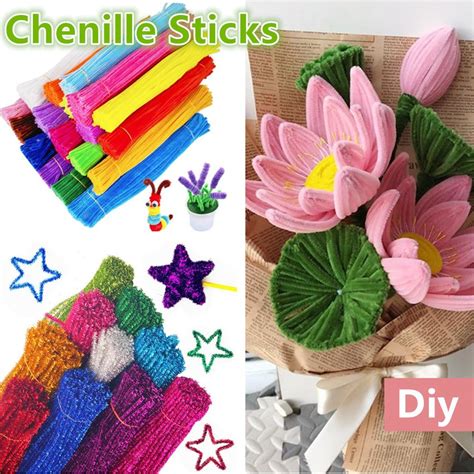 100PCS Diy Craft Chenille Sticks Chenille Stems Chenille Stems Makaron ...