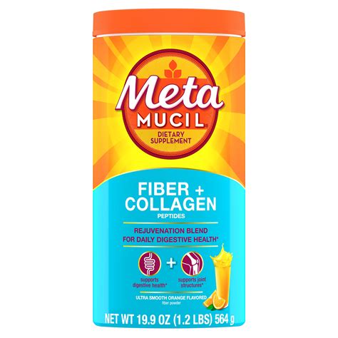 Metamucil Daily Fiber Collagen Plant Based Fiber Orange Flavor 60