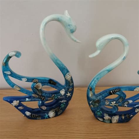 Pair Of Large Resin Swans Folksy