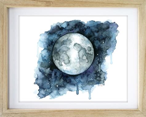 Watercolor Painting Moon Painting Moon Print Moon Phase - Etsy