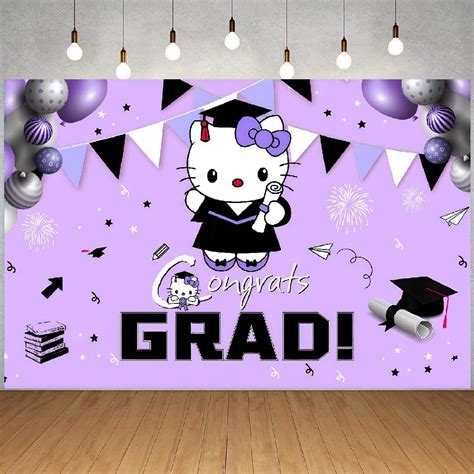 Purple Graduation Decorations Backdrop Banner 5x3 Ft Grad