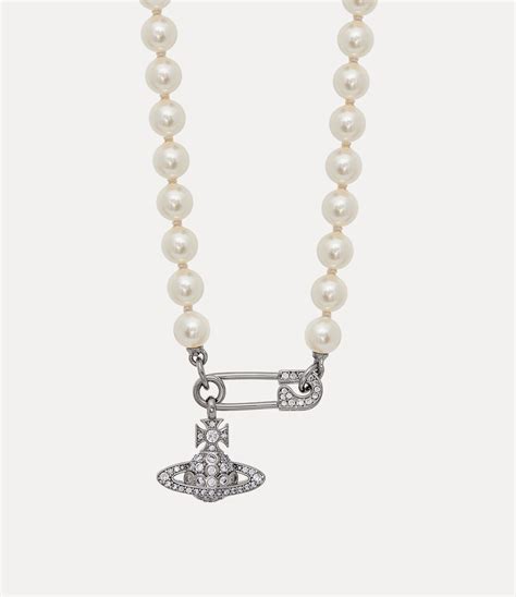 LUCRECE PEARL NECKLACE In Silver Vivienne Westwood Safety Pin