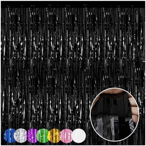 Amazon Black Foil Fringe Backdrop Curtains Pack Of Ft X